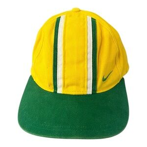Vintage Nike BRASIL Brazil Soccer FUTBOL Hat Yellow Green White Stri Adj Mens